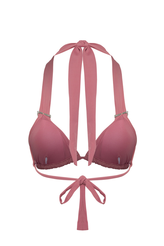 Pembe Aksesuarlı Üçgen Kaplı Bikini Üstü TBESS25BU00037 - 10