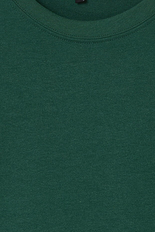 Koyu Yeşil Boxy/Kare Kesim Kalın T-Shirt TMNSS25TS00080 - 4
