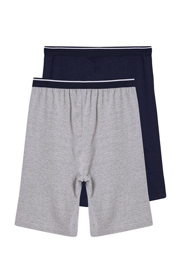 Lacivert- Gri Regular Fit 2'li Örme Şort TMNSS25SR00045 - 9