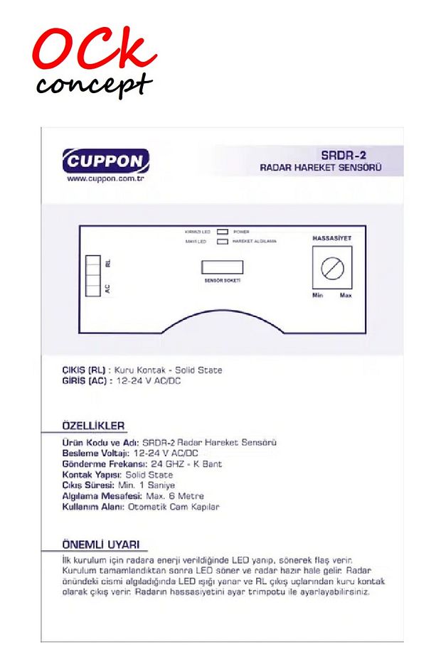 Cuppon SRDR-1 ST Radar Fotoselli Kapı Hareket Sensörü - 4