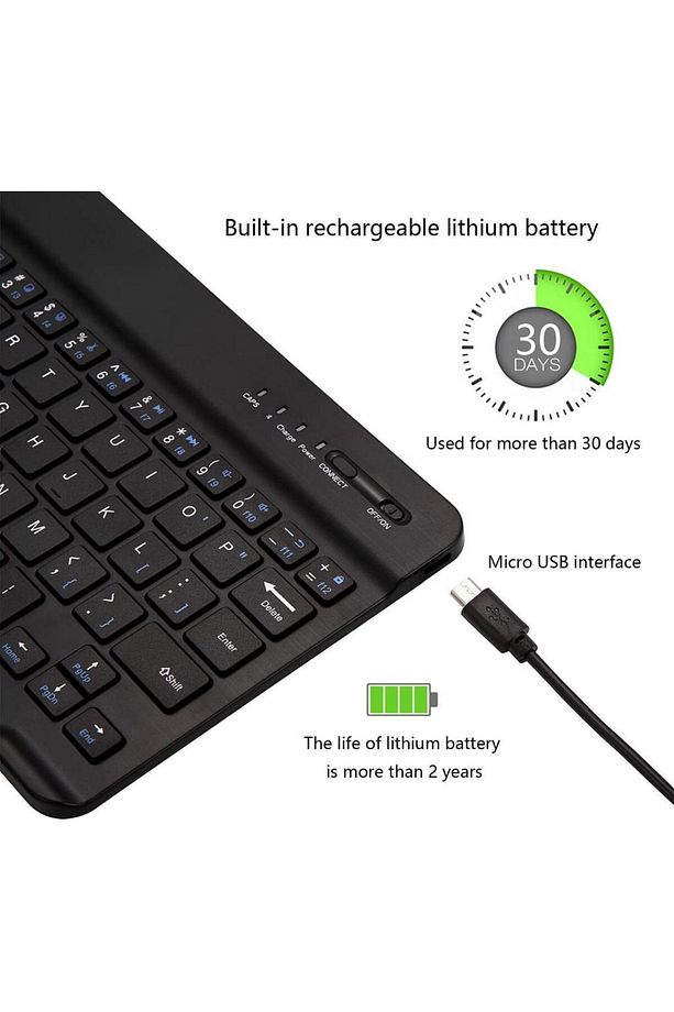 Doogee T40 Pro 12" Uyumlu Bluetooth Şarjlı Klavye Şarjlı Mouse Seti - Siyah - 5