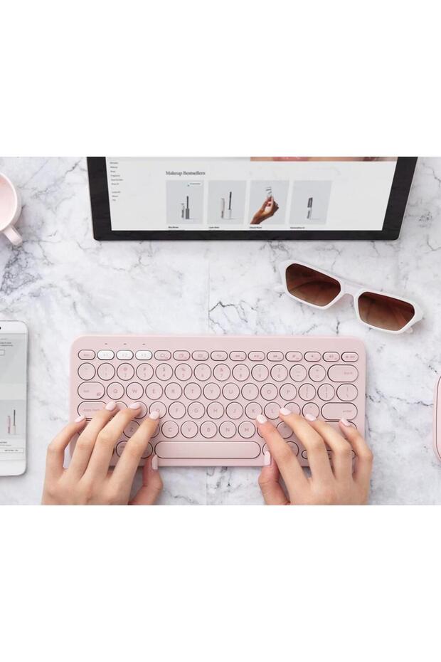 Technopc Ultrapad Ruby W10 10.1" Uyumlu Kablosuz Bluetooth Pilli Türkçe Q Klavye - Pembe - 2
