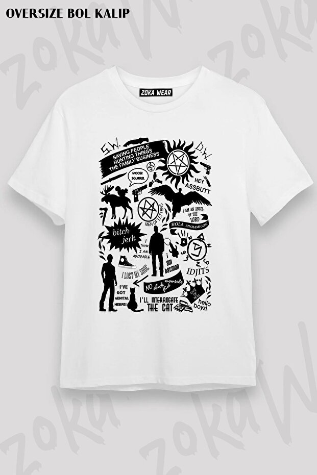 Unisex Oversize Mold Supernatural Items Design Printed Tshirt