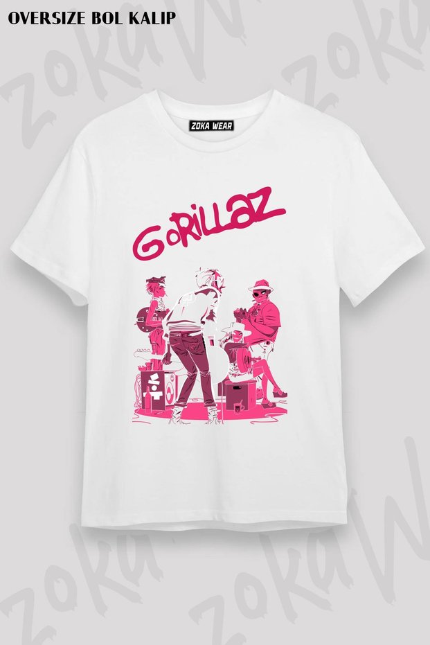 Unisex Oversize Mold Stage Gorillaz Design Printed Tshirt