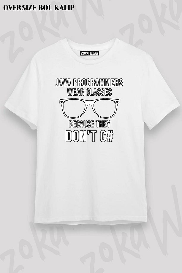 Unisex Oversize Kalıp Glasses Developer Yazılımcı Tasarım Baskılı Tshirt - 1