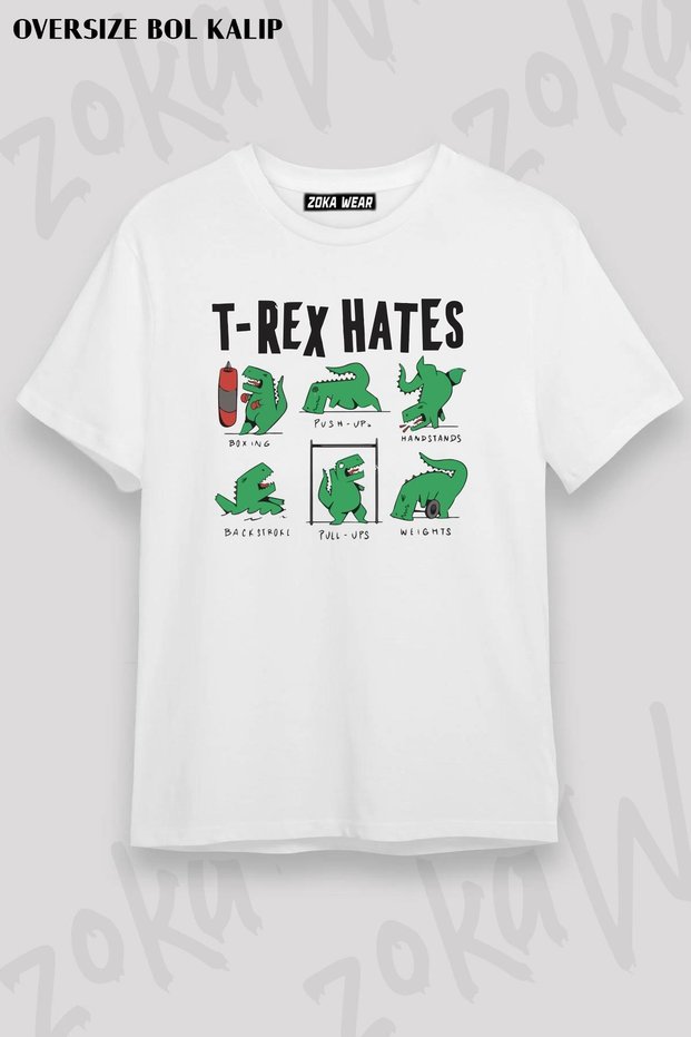 Unisex Oversize Fit Trex Sportsman Gym Fitness Design Printed Tshirt