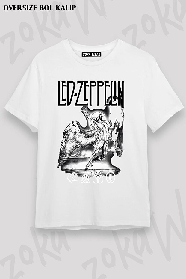 Unisex Oversize Mold Icarus Led Zeppelin Design Printed Tshirt