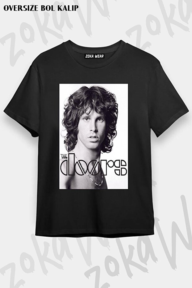 تيشيرت مطبوع بتصميم كبير الحجم للجنسين من The Doors، Jim Morrison