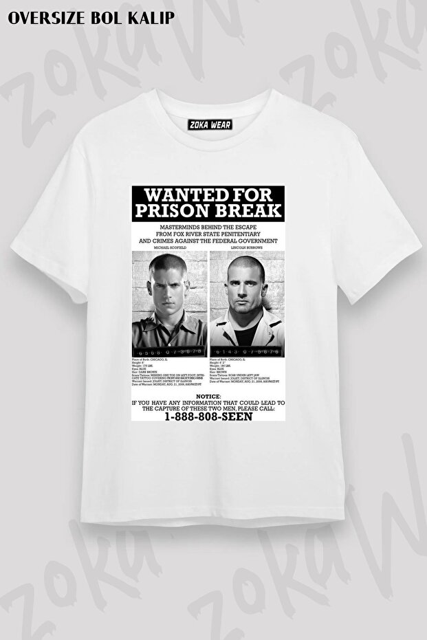 تيشيرت مطبوع بتصميم كبير الحجم للجنسين من Prison Break