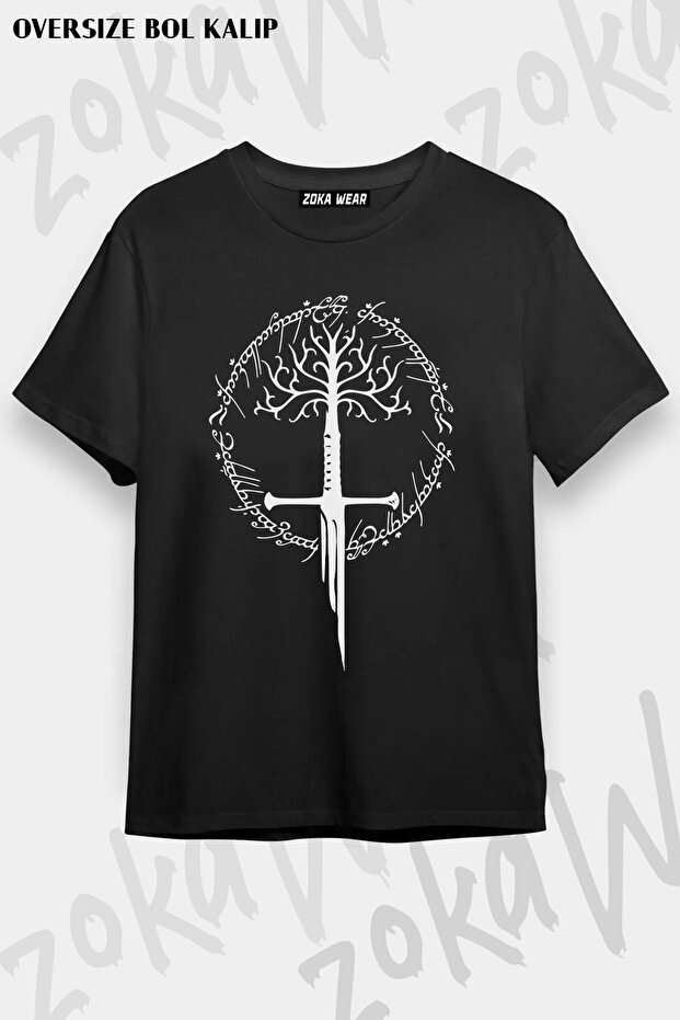 Unisex Oversize Mold Lord of Narcissus Rings Design Printed Tshirt