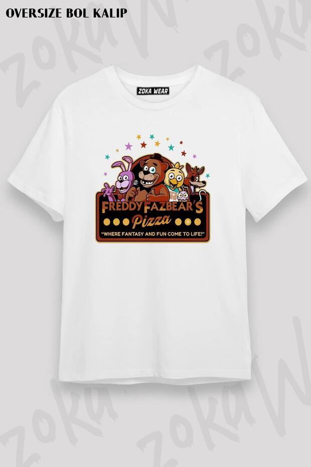 Unisex Oversize Die Five Nights at Freddy's Fnaf Design Printed Tshirt