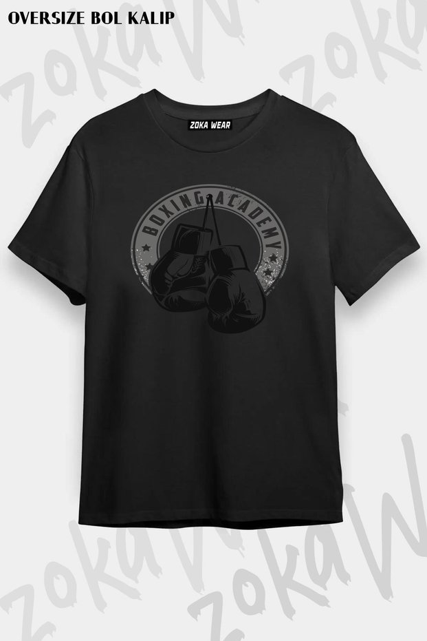 Unisex Oversize Pattern Boxing Academy Design Printed Tshirt