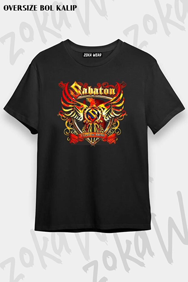 تي شيرت مطبوع بتصميم Sabaton بأكمام كبيرة الحجم للجنسين