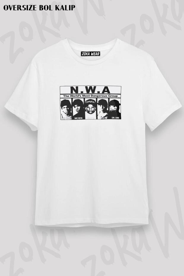 تيشيرت مطبوع بتصميم N.w.a v2 مقاس كبير للجنسين