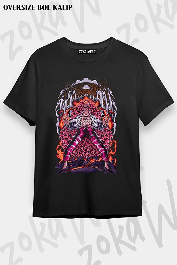 تي شيرت مطبوع بتصميم قطعة واحدة من Doflamingo مقاس كبير للجنسين