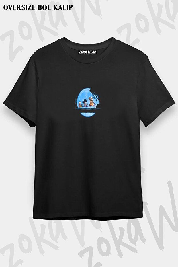 تيشيرت مطبوع بتصميم Goku Milk Moon مقاس كبير للجنسين