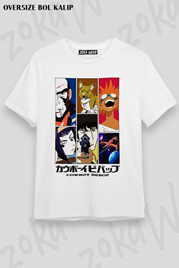 Unisex Oversize Mold Cowboy Bebop Design Printed Tshirt