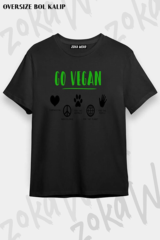 Unisex Oversize Fit Vegan Ol Go Vegan V2 Design Printed Tshirt