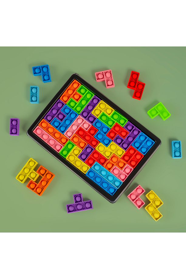 Popitli Puzzle Tetris Oyuncak 3d Tetris Ve Tasarım 26 Parça Yapı Taşları Duyusal Eğitici Oyuncak - 7