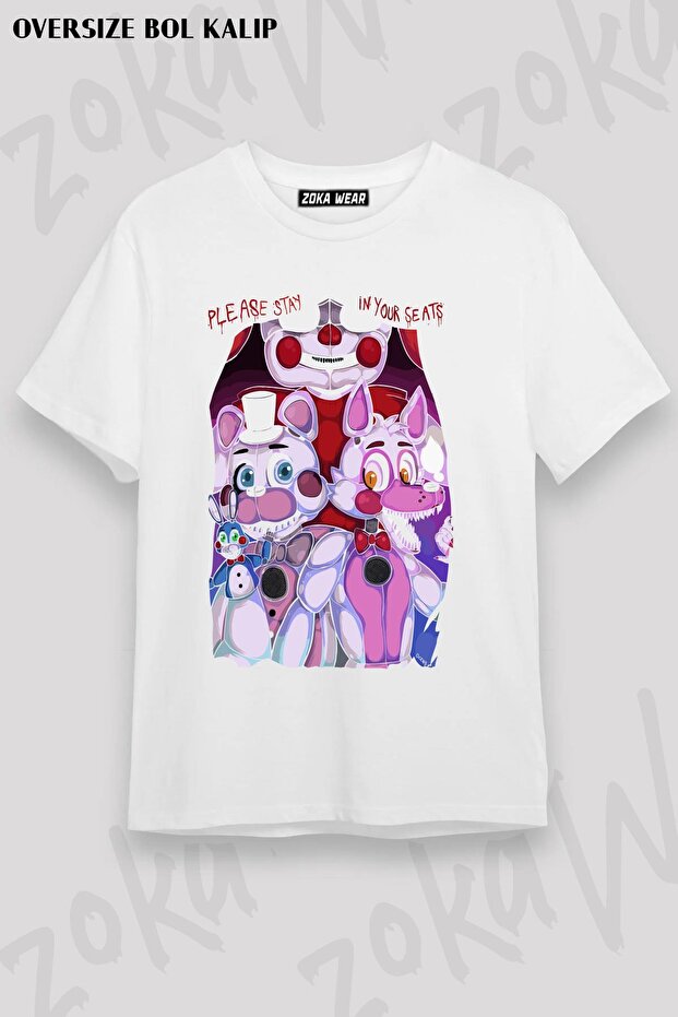 Unisex Oversize Fit Fnaf,Sister Location Design Printed Tshirt