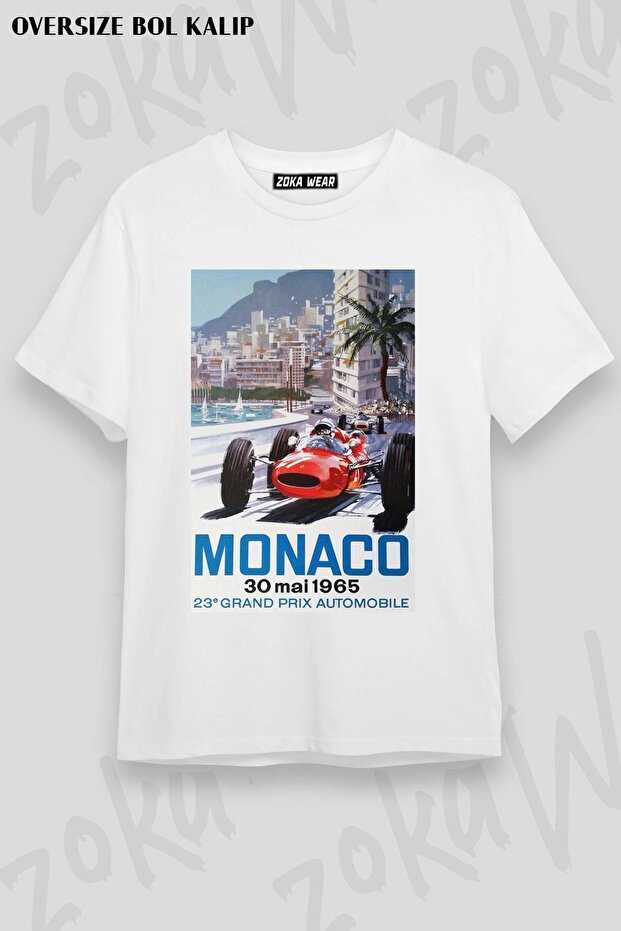 Unisex Oversize Fit 1965 Monaco Formula One F1 Design Printed Tshirt