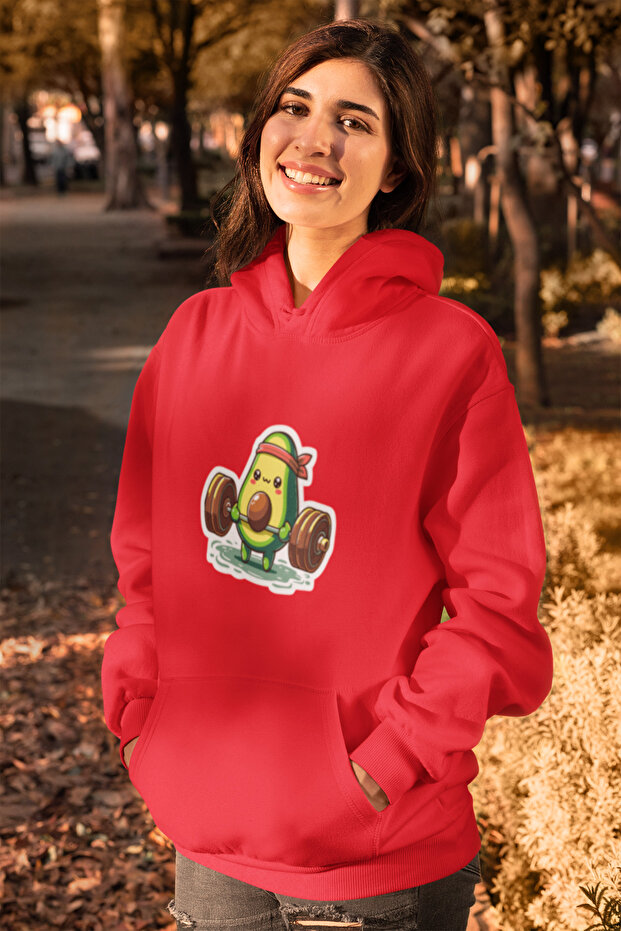 Bar Avocado Printed Women's Cotton Long Sleeve Shardonlu 3 Thread Hooded Sweatshirt