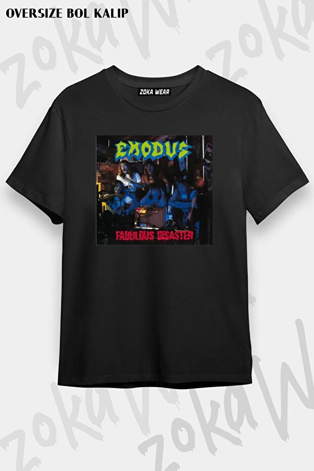 Unisex Oversize Mold Exodus Disaster Design Printed Tshirt