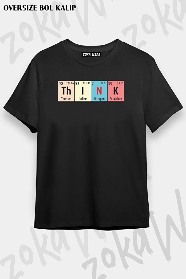 Unisex Oversize Die Periodic Table Think Chemist Design Printed Tshirt