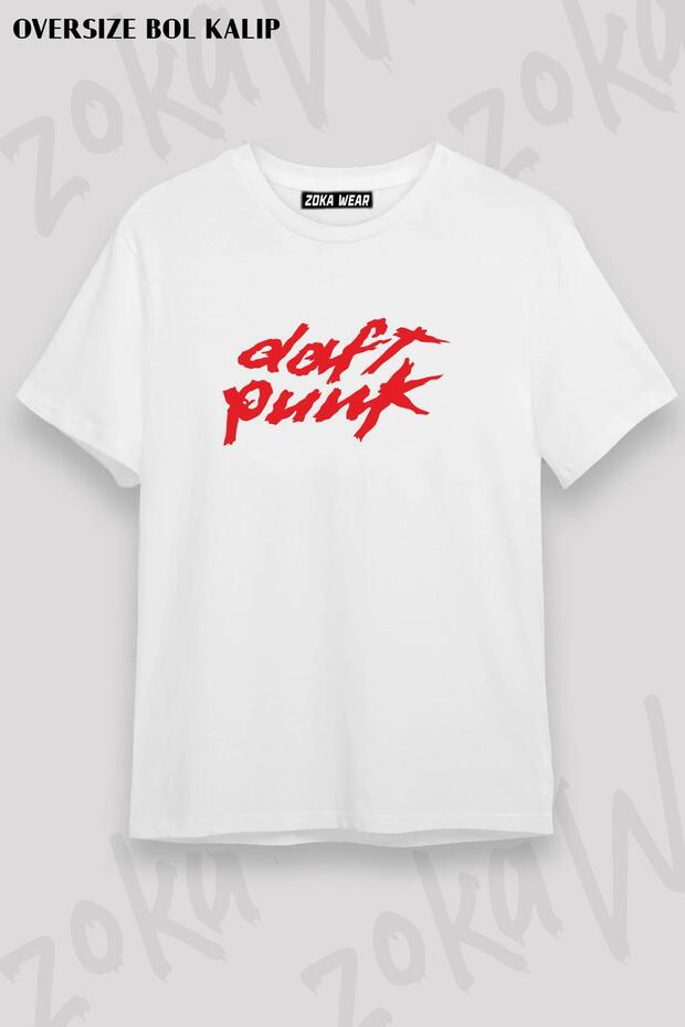 Unisex Oversize Mold Logo Daft Punk Design Printed Tshirt