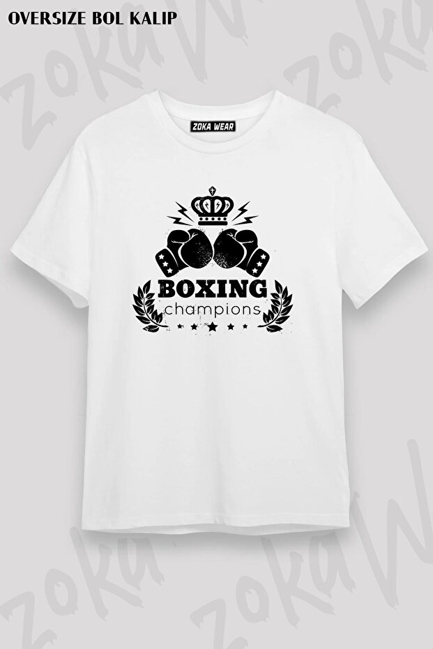 Unisex Oversize Fit Boxing Boxing Champions Design Printed Tshirt