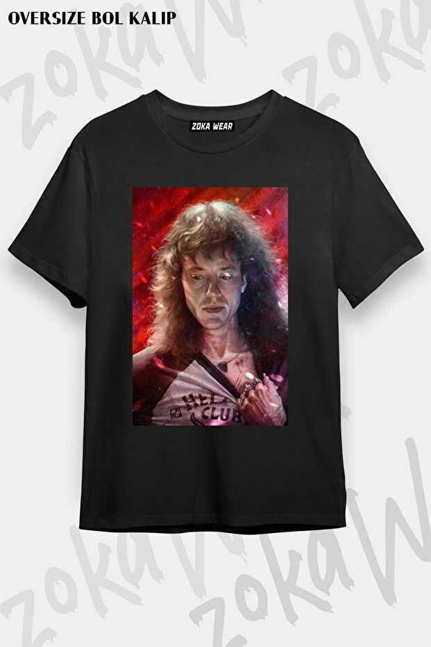 Unisex Oversize Fit Eddie Munson of Stranger Things Design Printed Tshirt