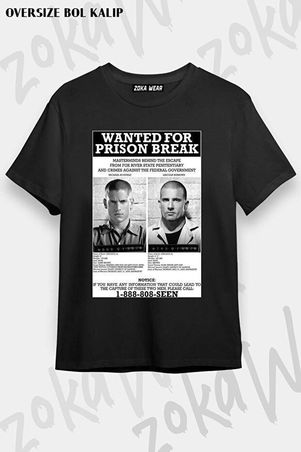 تيشيرت مطبوع بتصميم كبير الحجم للجنسين من Prison Break