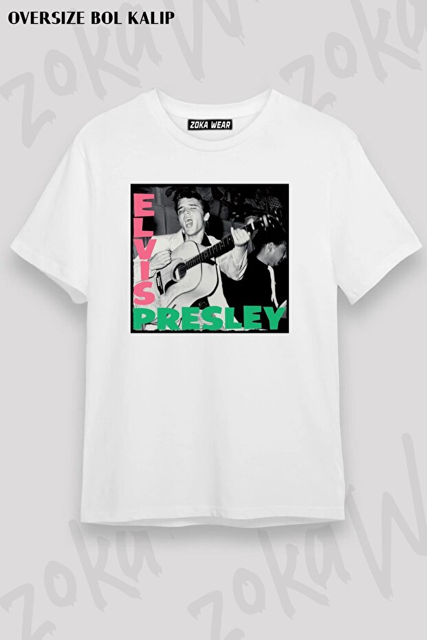 تي شيرت مطبوع بتصميم Elvis Presley v2 مقاس كبير للجنسين