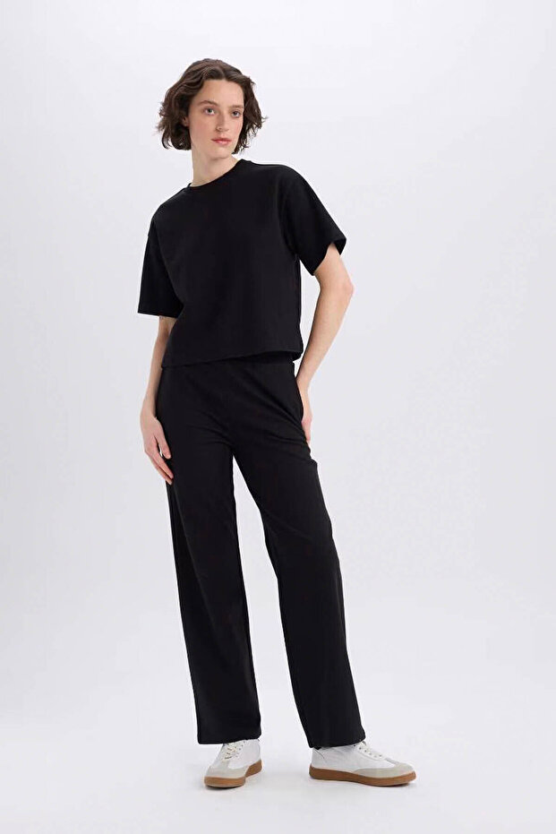 Wide Leg Black Women's Sweatpants D3759Ax/Bk81