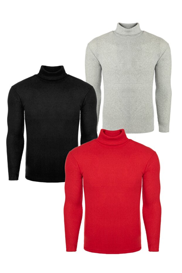 3 Pack Men's Turtleneck Fishing Knitwear Sweater