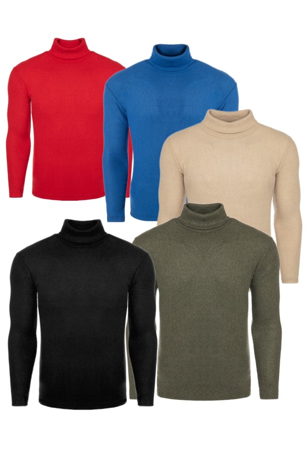 Pack of 5 Men's Turtleneck Fishing Knitwear Sweater