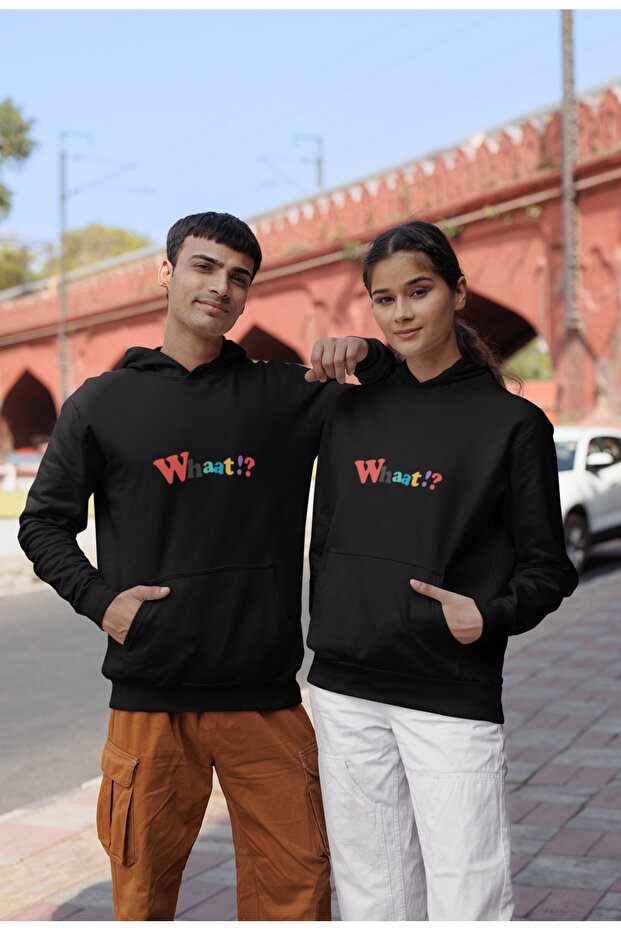 What Printed Unisex Cotton Long Sleeve Rose 3 Thread Hooded Sweatshirt