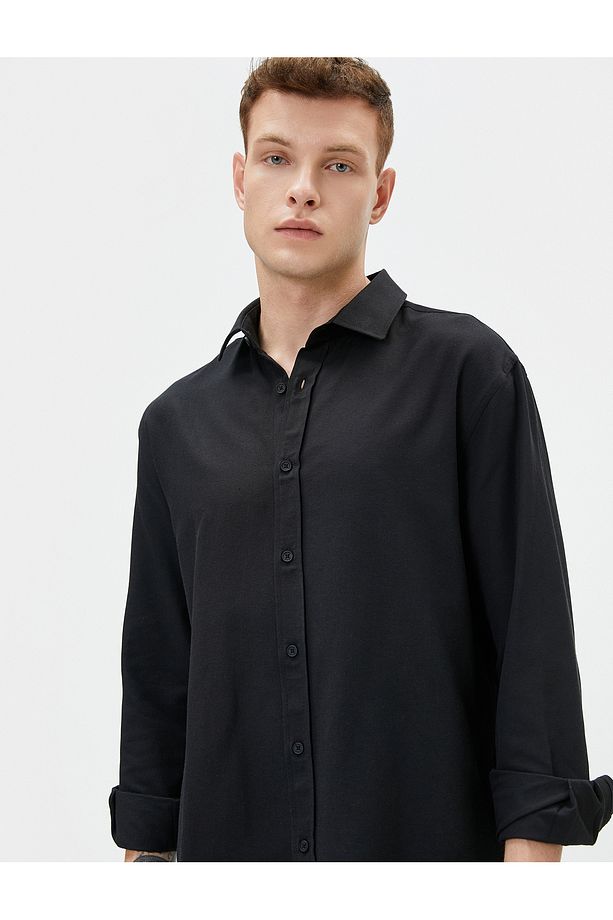 Klasik Gömlek Basic Düğmeli Uzun Kollu Regular Fit - 1