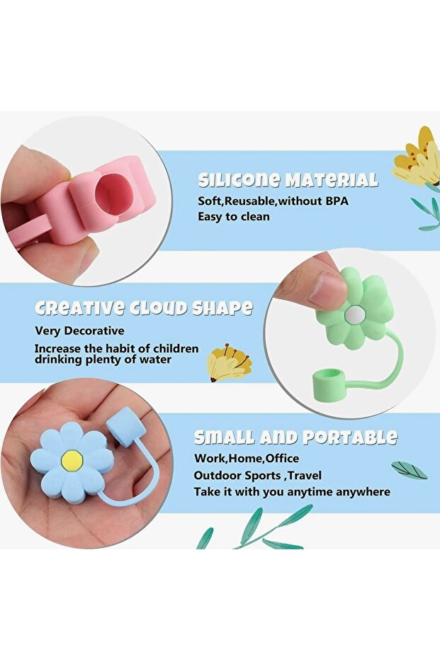 1 Adet 10mm Pipet Tıpası Çiçekli Pipet Kapağı Quencher Pipet Tıpa - 3