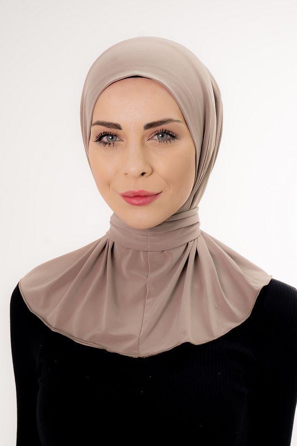 Çıtçıtlı Bağlamalı Tesettür Hazır Pratik Şal Vizon/deniz Ve Havuz Için Uygundur - 1
