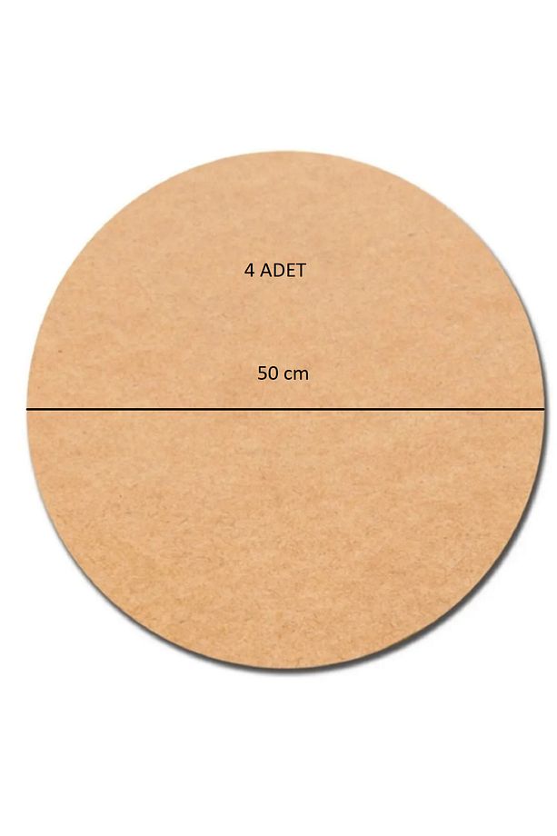 4 Adet 50 Cm Çap 3 Mm (2.7 MM) Ham Mdf Daire Plaka Supla Tabanı - 1