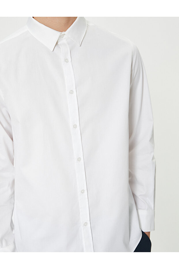 Basic Shirt Long Sleeve Buttoned Classic Collar - 5