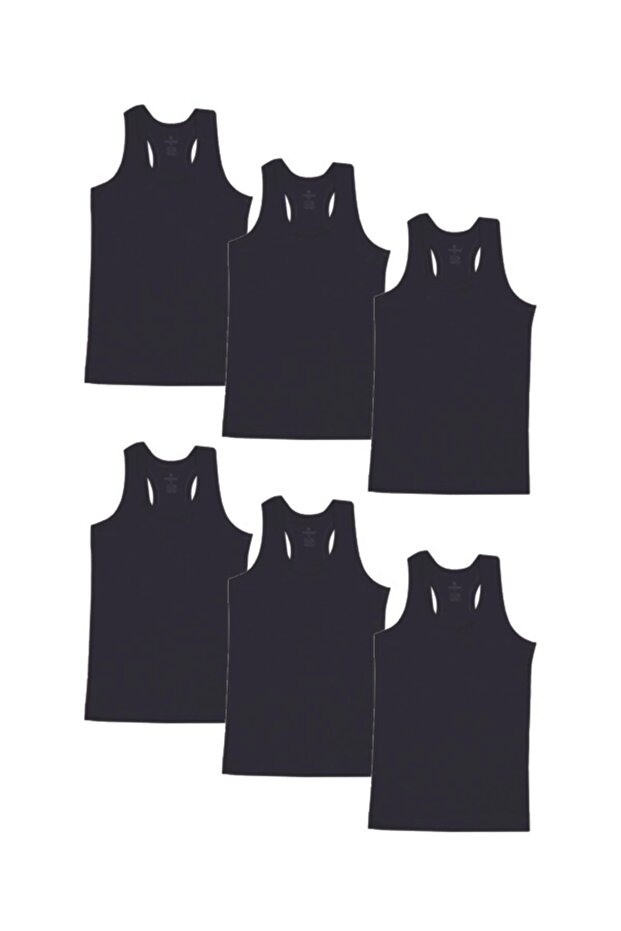 Ribana Black Boy's Sports Undershirt 7-8 Years Old Pack of 6