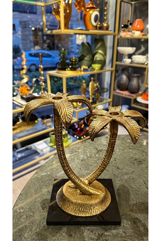Gold palmiye şamdan - 2