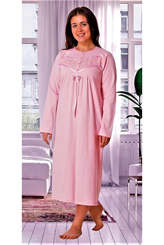 Long Sleeve Nightgown Mother's Nightgown Blue