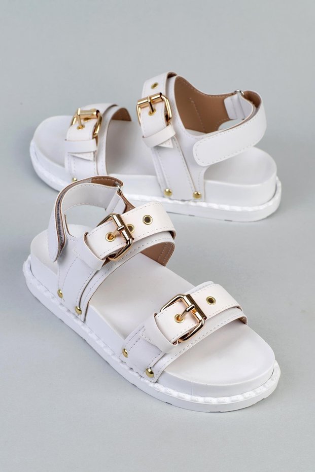 Tarisa Women's Sandals with Straps, White Leather
