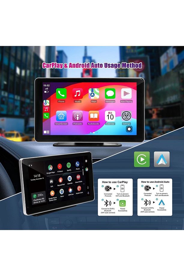 MPIA M88D Araç İçi Kamera Android Uyumlu Auto Car Play Arka Geri Görüş Kamera 7" 4K - 5