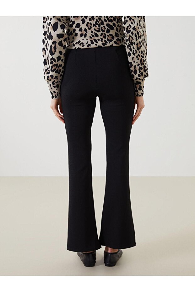 Beli Lastikli İspanyol Paça Kadın Pantolon - 4