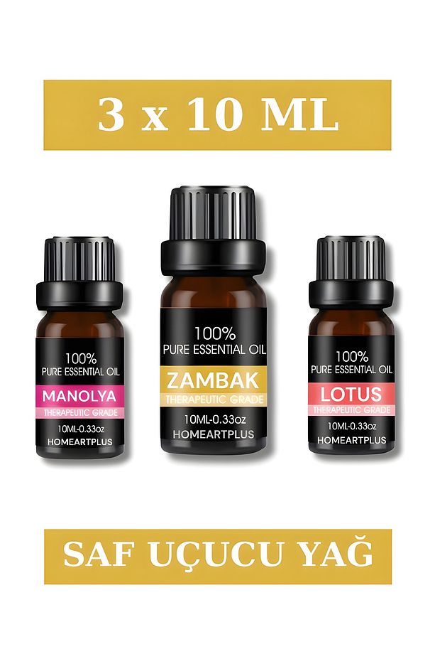 3x10 ml Esans Manolya , Zambak , Lotus Koku Buhurdanlık Yağı Ve Aromaterapi yağı - 1