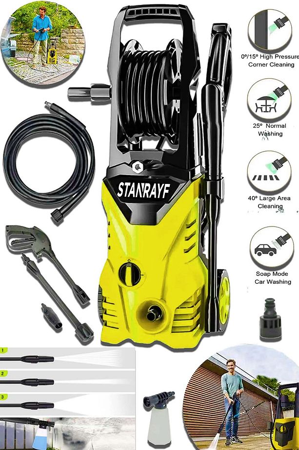 Alman AG9800 200Bar Bakır Sargılı Musluk Ve Kovadan Çekme Yüksek Basınçlı Bahçe Oto Yıkama Makinesi - 7